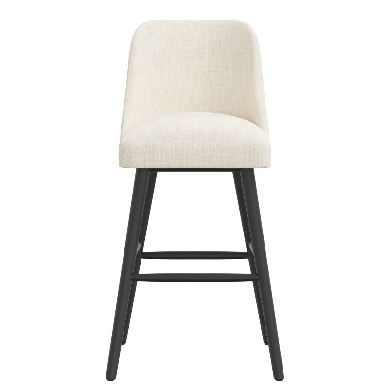 Tabouret Gallie, Tabouret de bar (siège d'une hauteur de 31 po), Lin talc classique, Noir