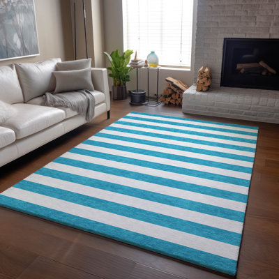 Premium Machine Washable Cerrito AMF528 Teal Rug