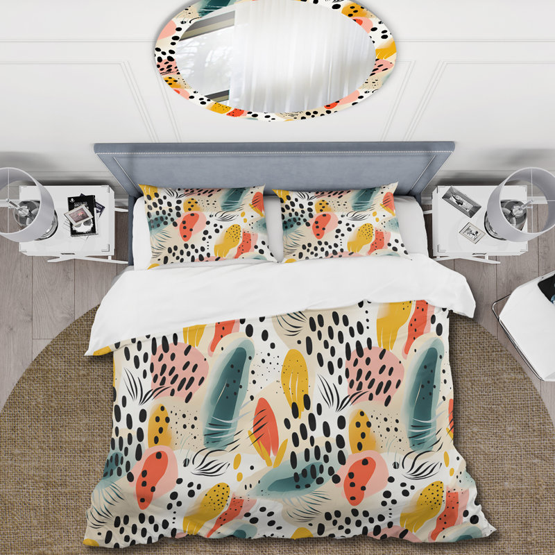Ensemble de housse de couette à motif de feuilles douces de couleur tropicale II