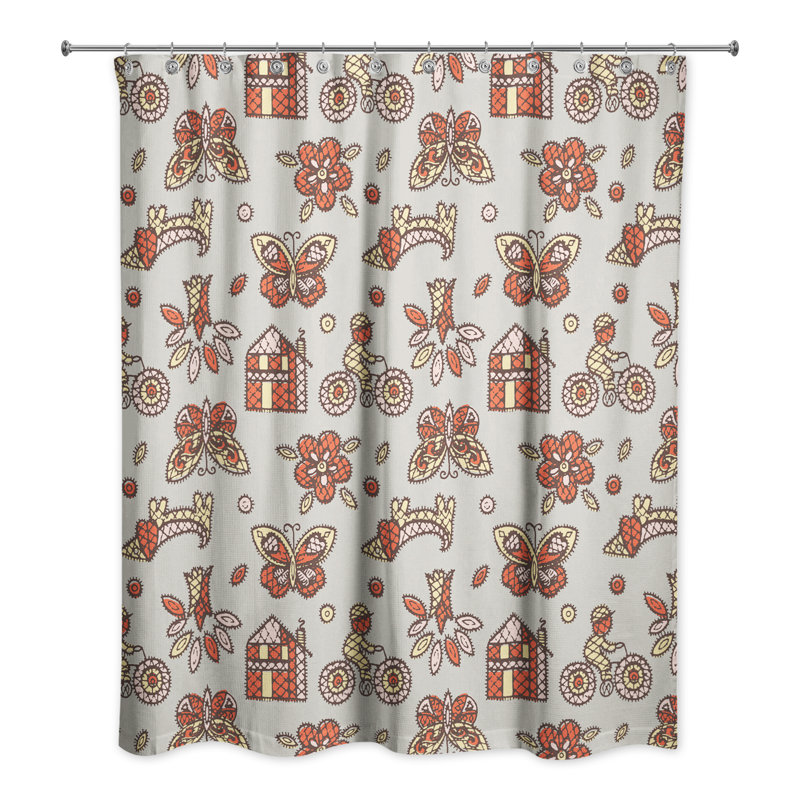 Rideau de douche simple pour enfants Hamman, Gris / Orange