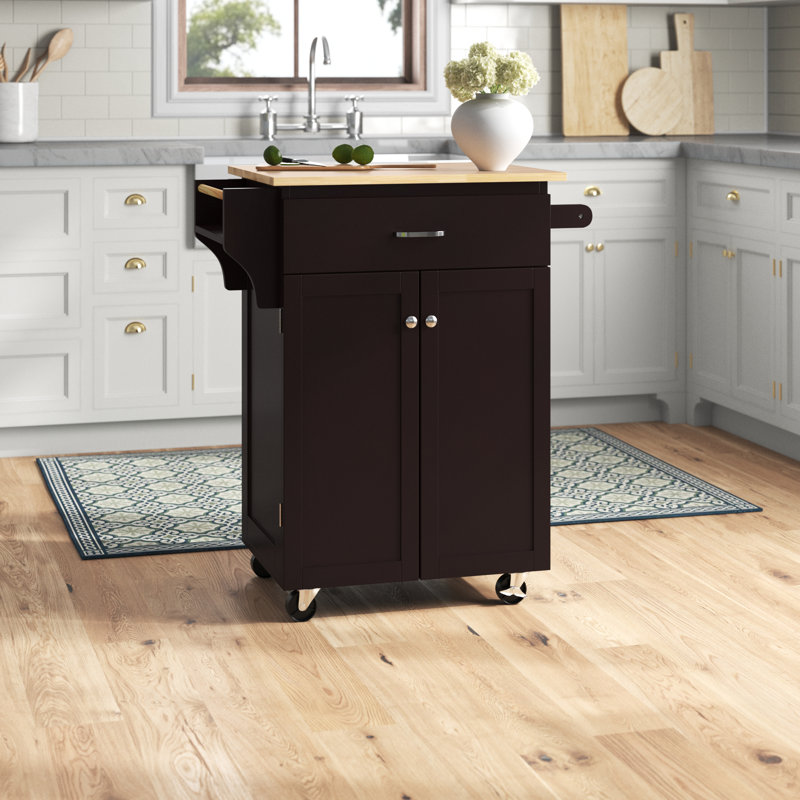 Pamphilos Solid Wood Top Kitchen Island, Brown