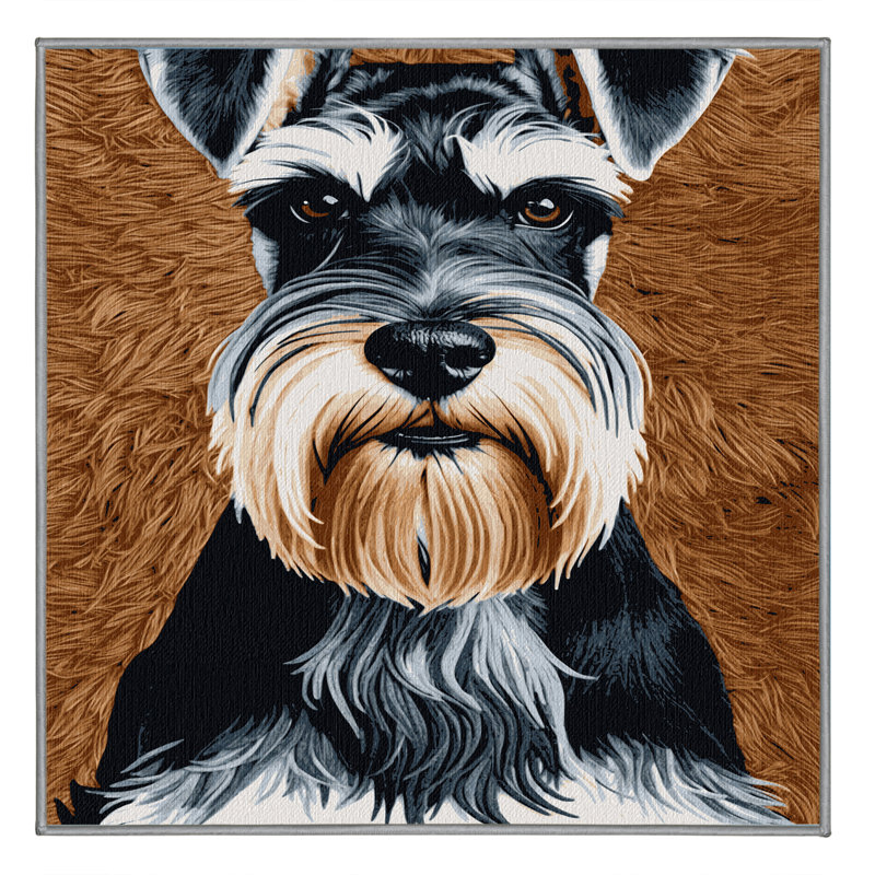  Washable Standard Schnauzer Dogs Area Rug, Square 7'