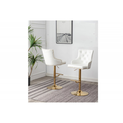 Tabouret de bar pivotant réglable avec base dorée (sans table)