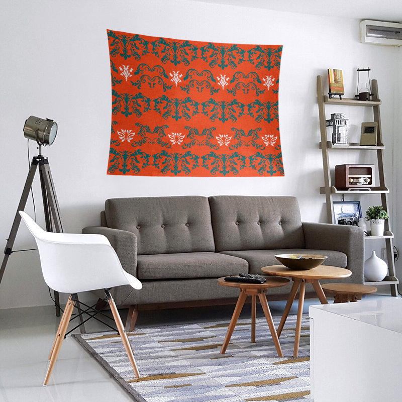 Tapisserie baroque en microfibre Miami Throwback Football, H 27,5 po x l 37,5 po, Carotte / pin / blanc