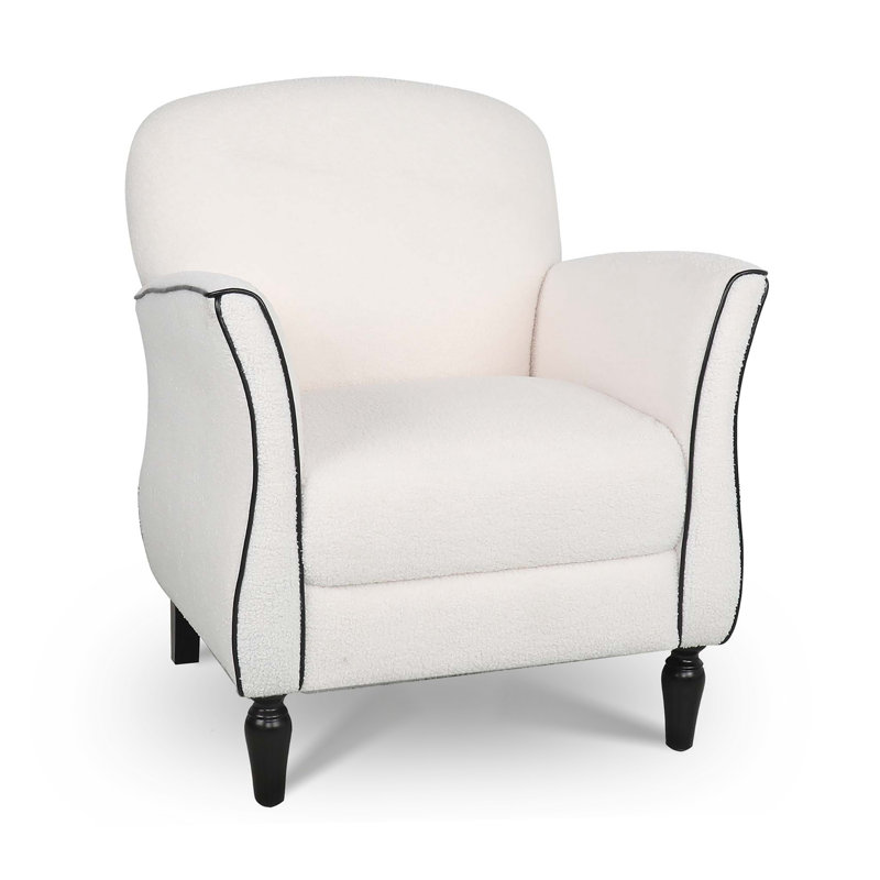 Grita Upholstered Accent Chair with Wooden Legs, White Revolution Performance Fabrics®