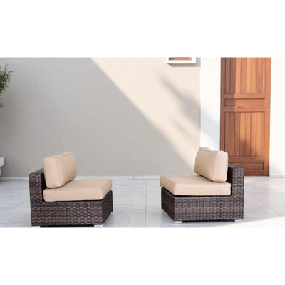 De 2 chaises d'extérieur sans accoudoirs, largeur 28 po, entièrement assemblé, coussins résistants aux intempéries, structure d'entretien simple, facile à nettoyer
