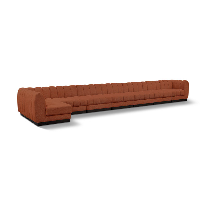 Canapé modulaire rembourré 8 pièces Quinn, Tissu cognac chenille
