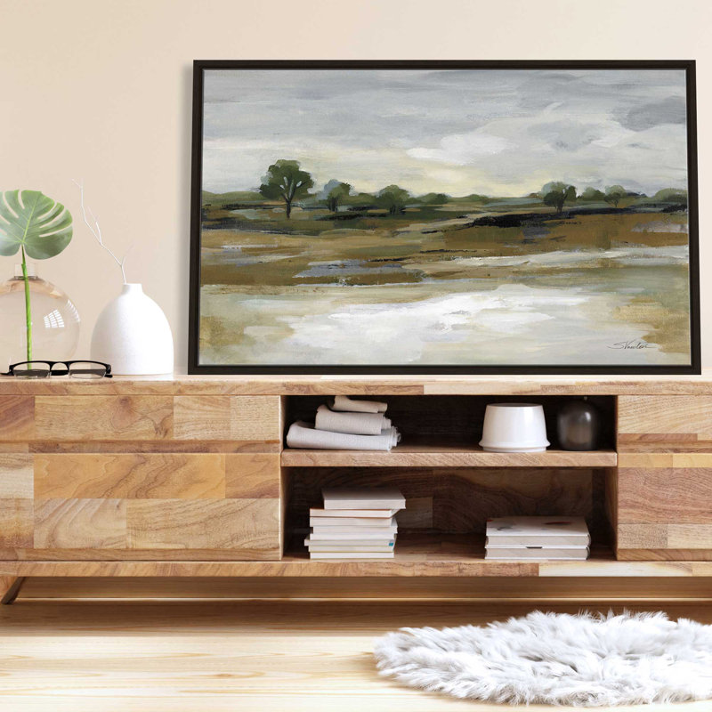 «Cool April Day Crop» - peinture, L 51,5 po x H 31,5 po, Cadre noir