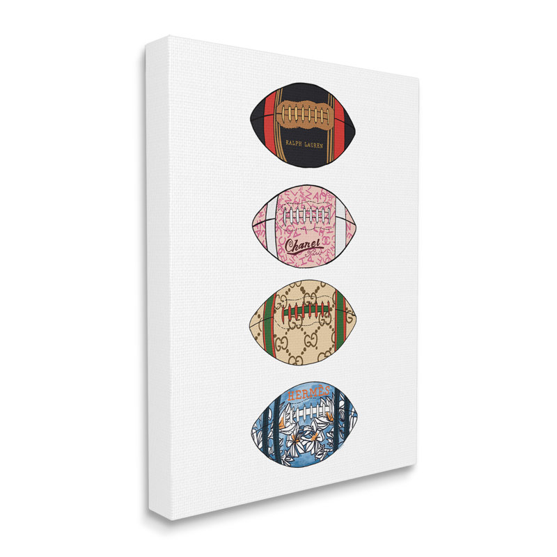 «Trendy Glam Footballs», peinture sur toile, H 20 po x l 16 po x P 1,5 po, Toile tendue