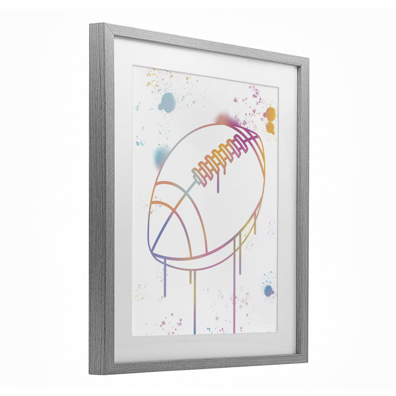 «Graffiti Football Drip», impression par Marcus Prime, H 21 po x l 17 po, Cadre de ferme gris