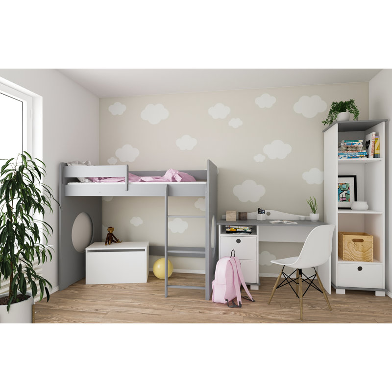 High Sleeper Loft Bed Bed by Kiki Design, Grey, 80 x 180cm