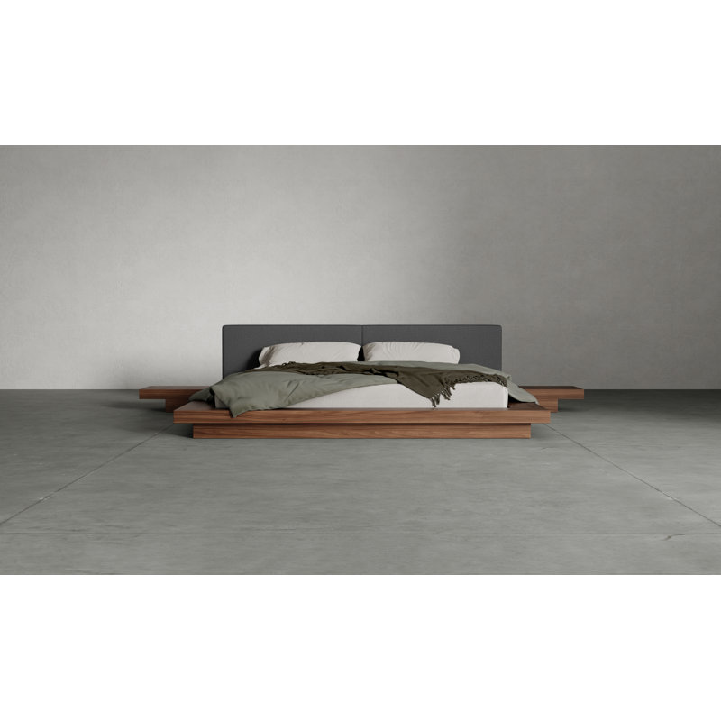 Bardella Vegan Leather Standard Bed, King, Walnut/Carbon Fabric