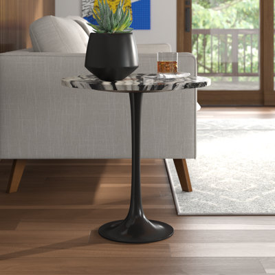 Berroa Genuine Marble Pedestal End Table