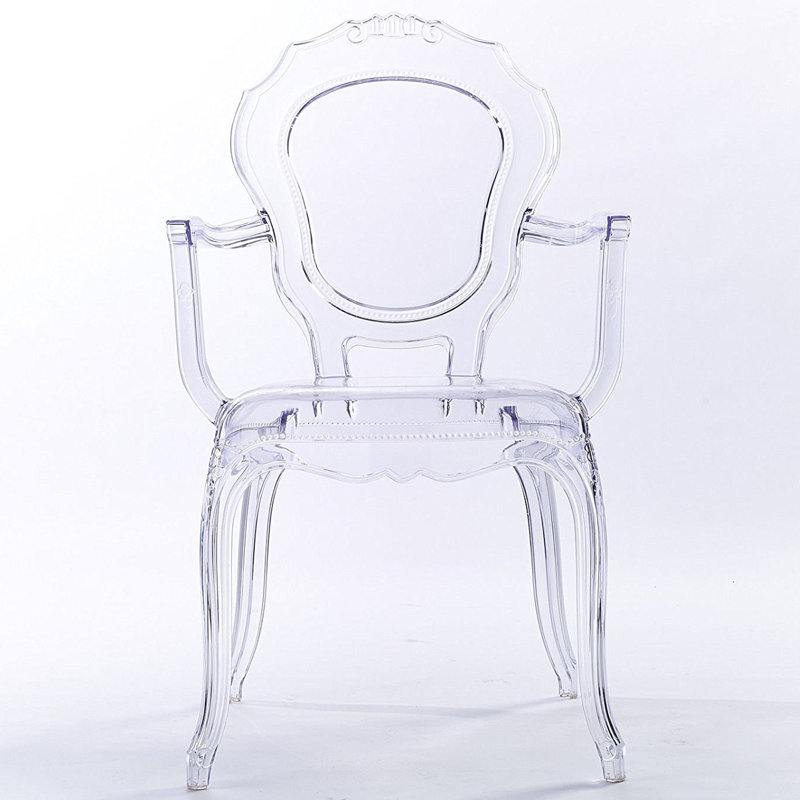 Chaise de salle à manger avec accoudoirs en acrylique transparent et empilable Clear Modern , Clair