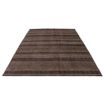 Tapis contemporain noir et brun clair 7 x 9