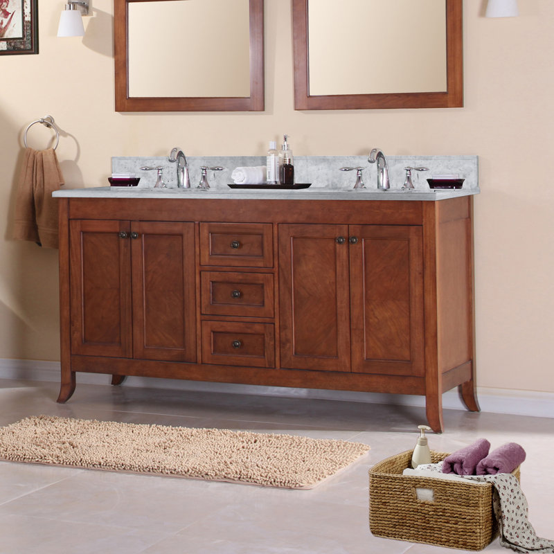 Ensemble de meuble-lavabo double 60 po Mayfield, Marbre de Carrare