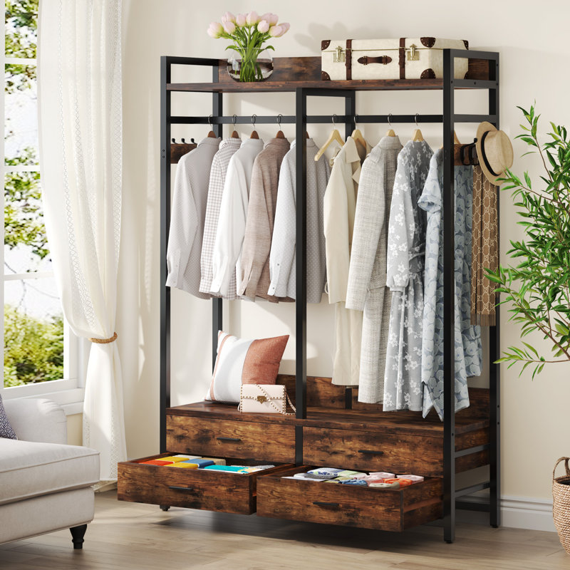 47.24'' Freestanding Clothes Rack With 4 Drawers