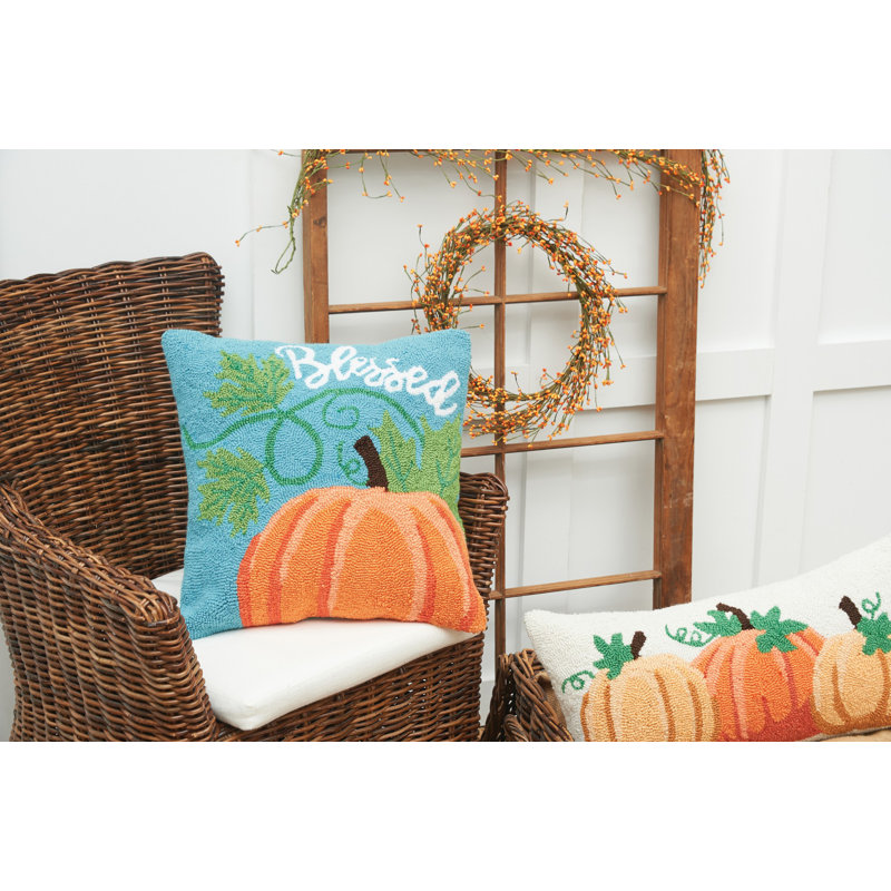  Blessed Pumpkin Hooked Throw Pillow
