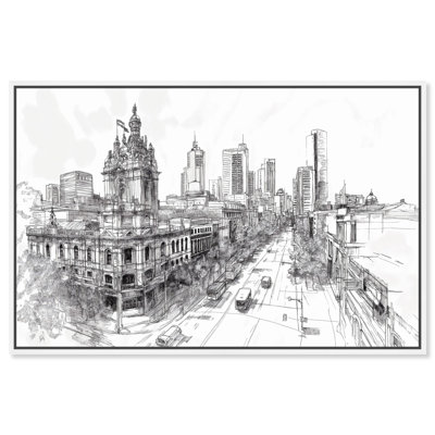 Collins Street Sketch Canvas Digital Sketch Art by Art Remedy