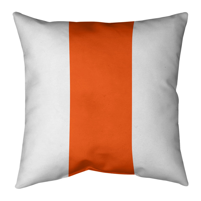 Housse de coussin, 14 po x 14 po, Blanc / orange, Polyester filé