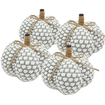 Set Of 4, 6X6x5"H Knite Pumpkin, Pumpkin Ornament Decor For Holiday Harvest Festival Fall Festival & Thanksgiving