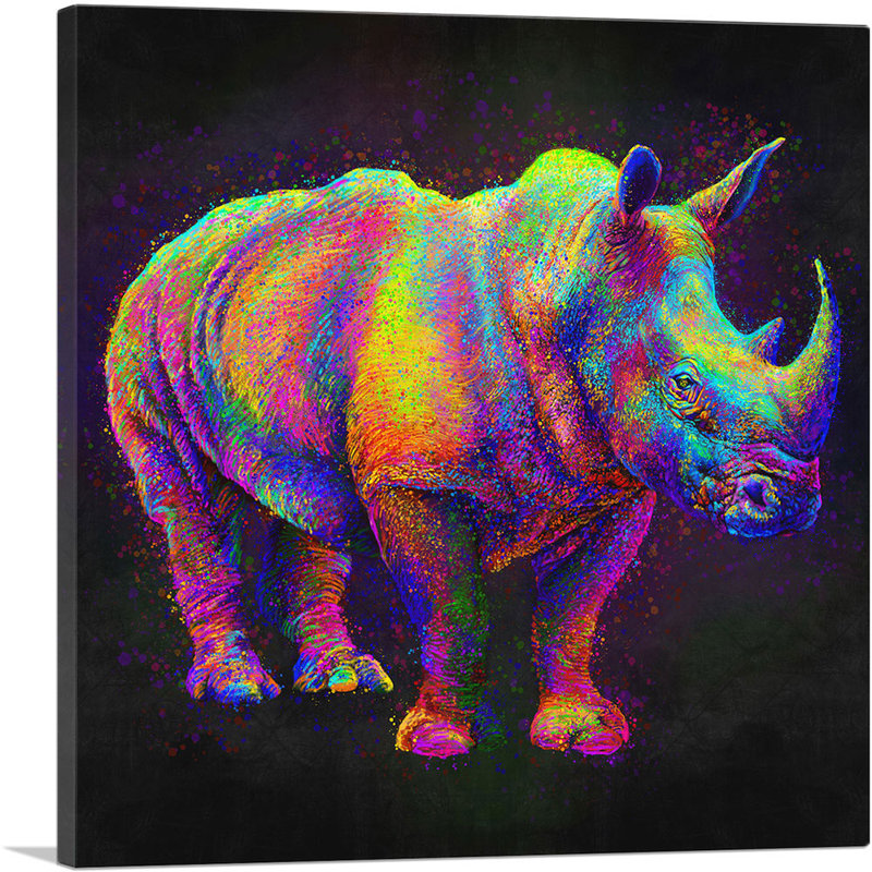 " Black Rhinoceros Rhino Africa ", 20" H x 20" W x 0.75" D