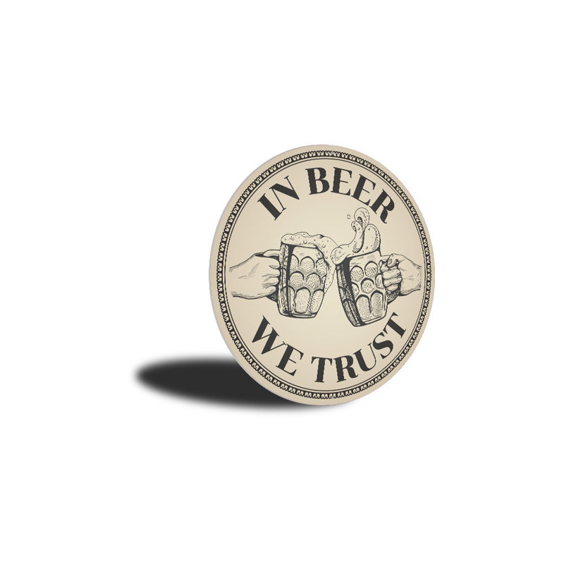 Panneau en aluminium «In Beer We Trust», H 18 po x l 18 po x P 0,06 po