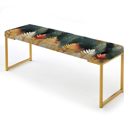 Tree Chevron Woodland Delight - Chevron Upholstered Gold Bench