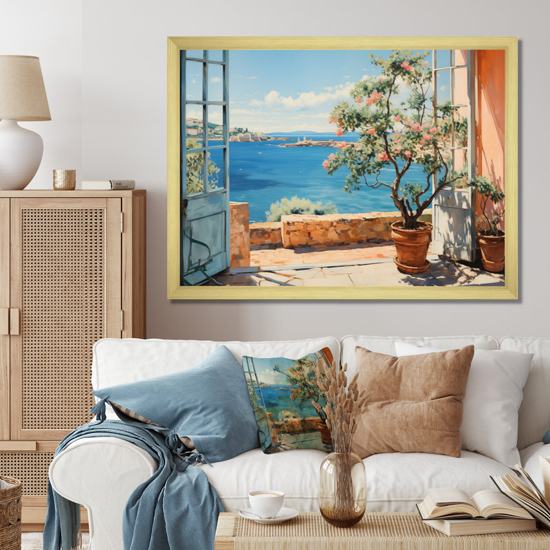 La Dolce Creativita Beachside II sur toile, Encadrement doré, H 34 po x l 44 po x P 1,5 po