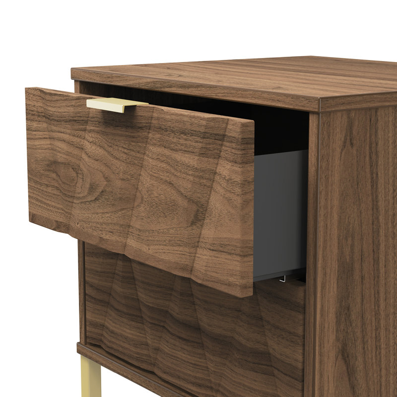 Baturhan 2 Drawer Bedside Cabinet (Ready Assembled), Carini Walnut