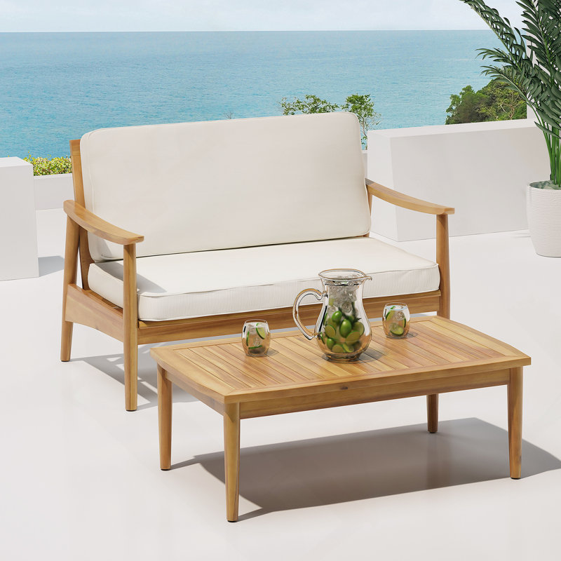 Causeuse + table basse, Beige