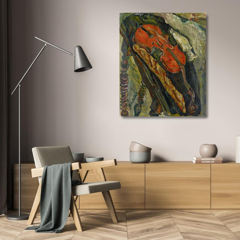 «Still Life with Violin, Bread and Fish» par Chaïm Soutine - Art mural sur toile tendue avec châssis, H 24 po x l 17 po