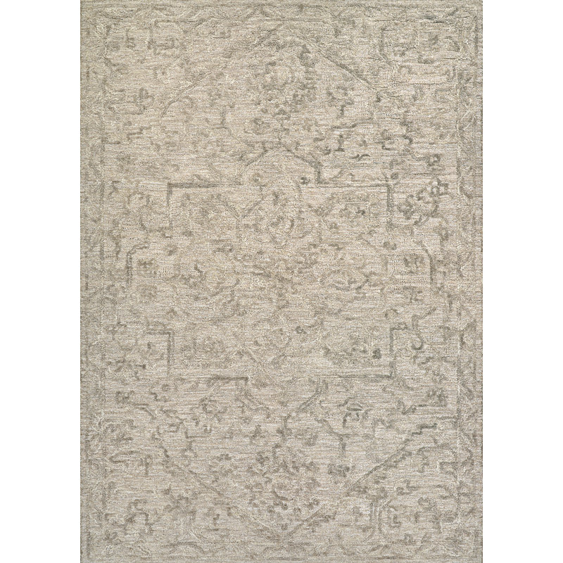Tapis floral en laine Crissom Rosaline, Blé, Rectangle 9 pi x 12 pi