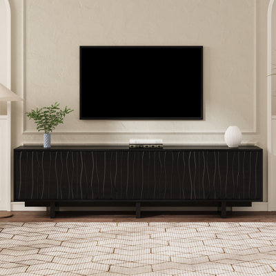 Sinclair 75'' Wood Grain TV Stand with Wavy Doors & Dual Storage Cabinets