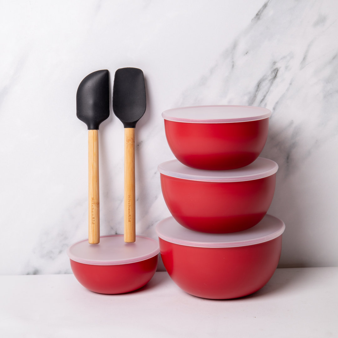 6pc Kitchen Set with 2x Spatulas and 4x Nesting Meal Prep Bowls with Lids