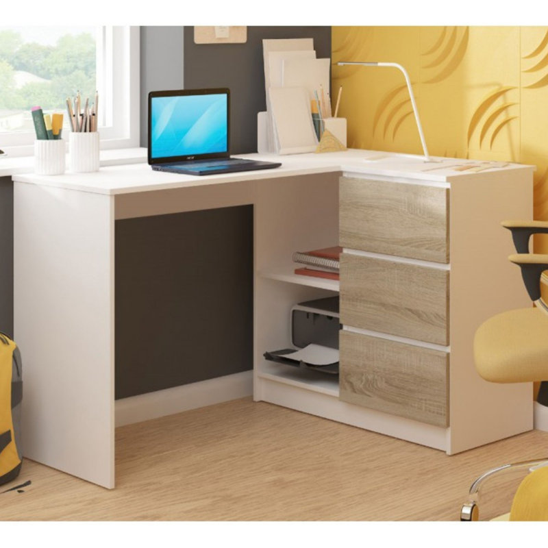 Theroux L-Shape Desk, Red, Right