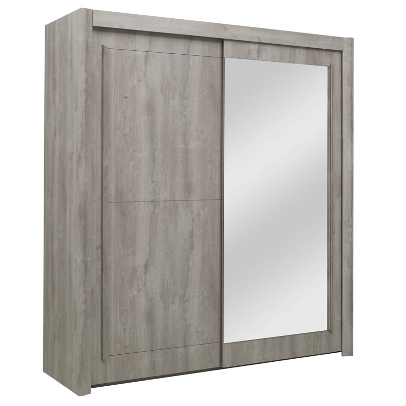 Wyona 2 Door Manufactured Wood Wardrobe, Grey, H220 x W246 x D63cm