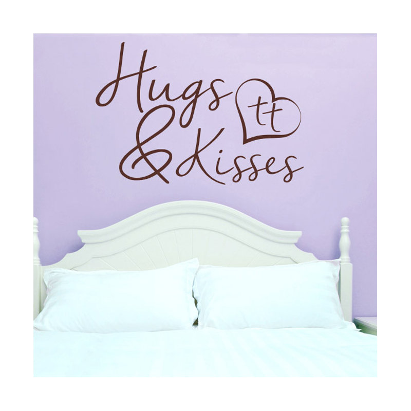 Hugs and Kisses Wall Sticker, Large, Brown
