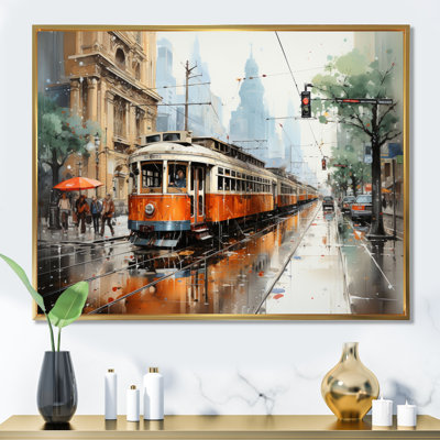 Corail beige, dessin au trait urbain I sur toile