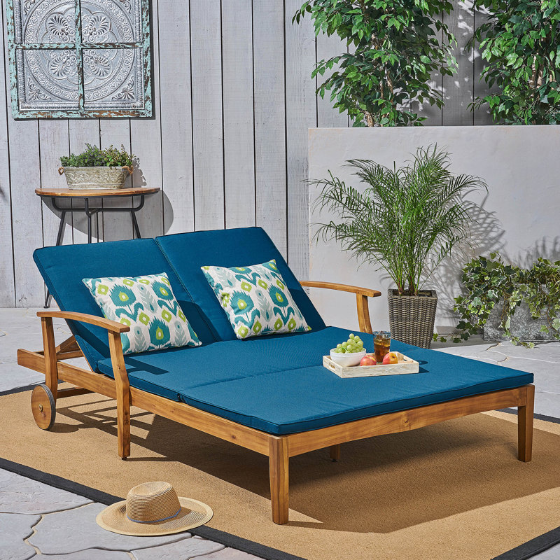 Double Chaise Lounge With Adjustable Sides And Quick-Drying Cushions For Outdoor Relaxation
