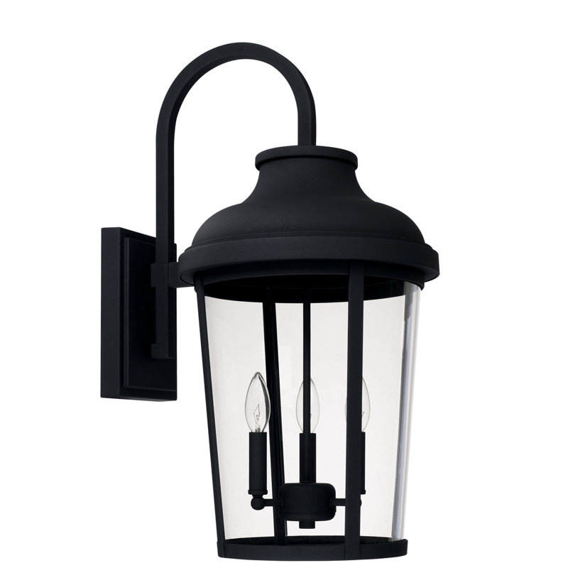 Lanterne murale d’extérieur à câblage électrique h 26,5" 3 ampoules Dunbar, 22,5" H x 11" W x 14" P, Noir