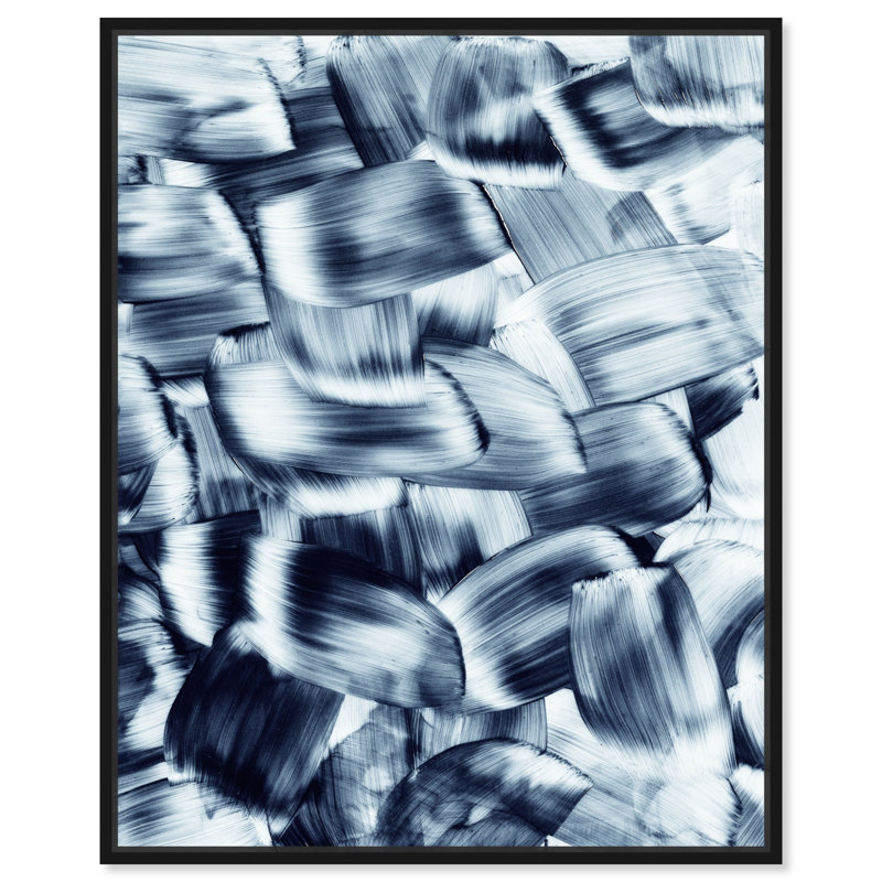 Art mural abstrait noir et blanc Dash Dash, Cadre noir, H 21 po x l 17 po