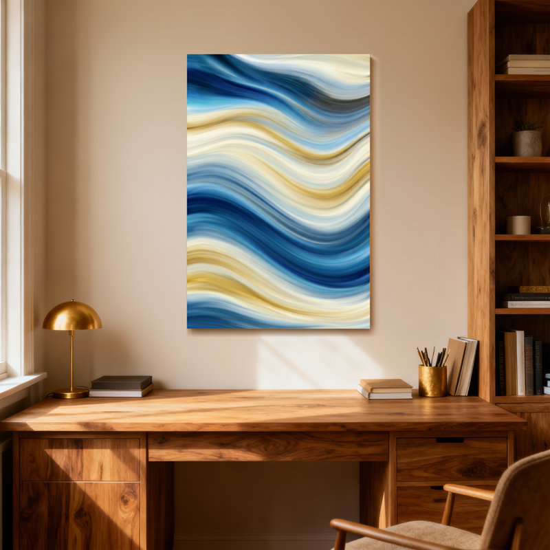 Abstract Blue And Gold Wavy Abstract Pattern