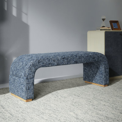 Devotia 52" Upholstered Waterfall Bench, Chenille Ottoman Bench – U-Shape, Plush Multi-Layer Foam, Solid Rubberwood Base For Bedroom Entryway
