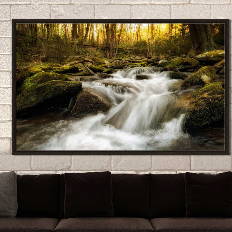 «Roaring Fourche», reproduction de photo, H 21,5 po x l 33,5 po x P 2 po, Cadre flottant espresso