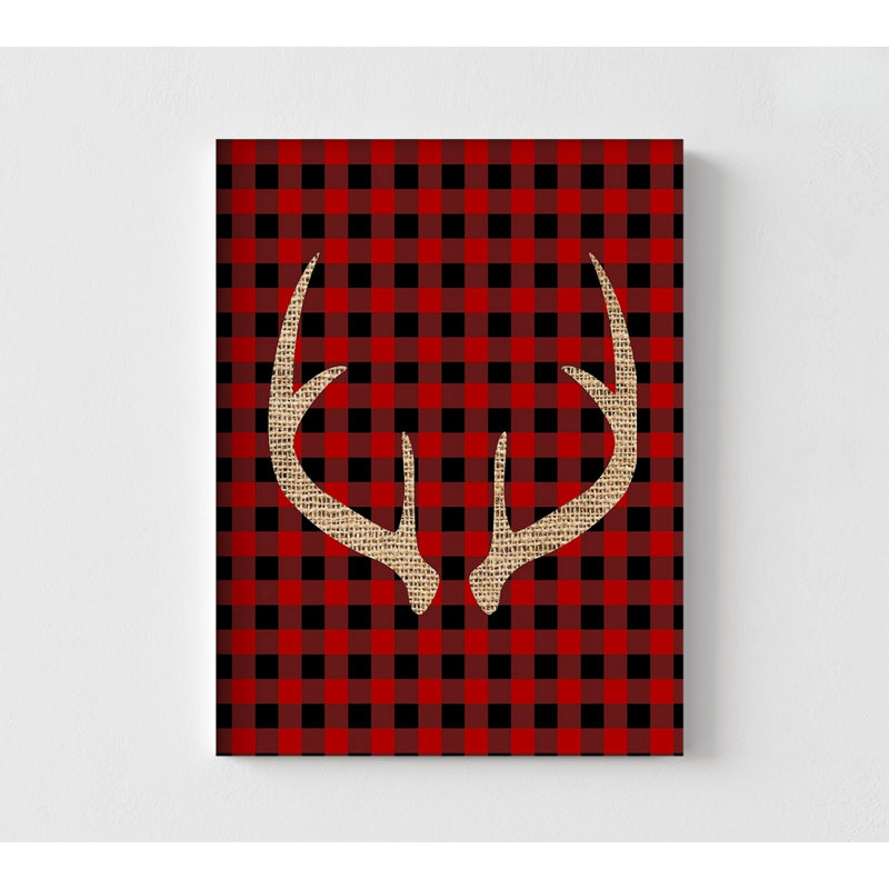 «Farmhouse Christmas 7 V2» par Kimberly Allen, impression d'affiche de renne de Noël, décoration murale rustique en noir et rouge, art de petite cabane, idée de cadeau de Noël