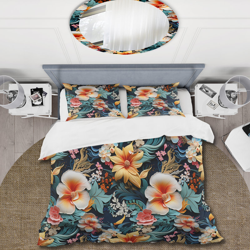 Ensemble de housse de couette à motif cachemire tropical Splendor, Housse de couette simple + 1 taie décorative stan