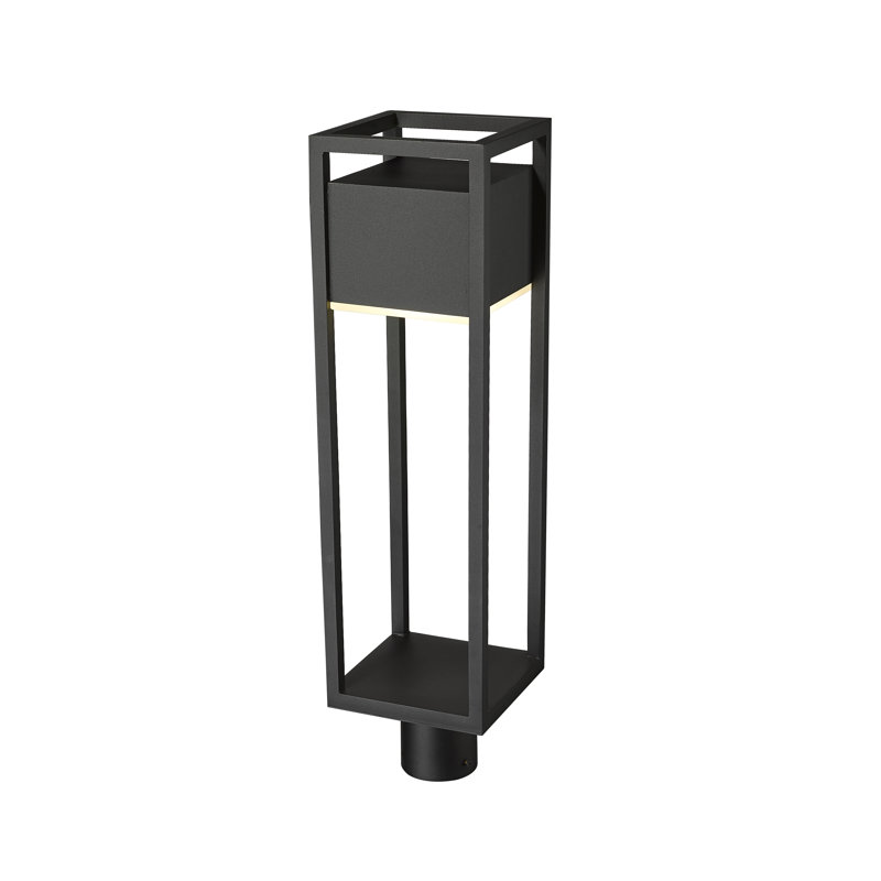 Tête de lanterne noire à 1 lumière DEL intégrée, H 27 po x l 7 po x P 7 po