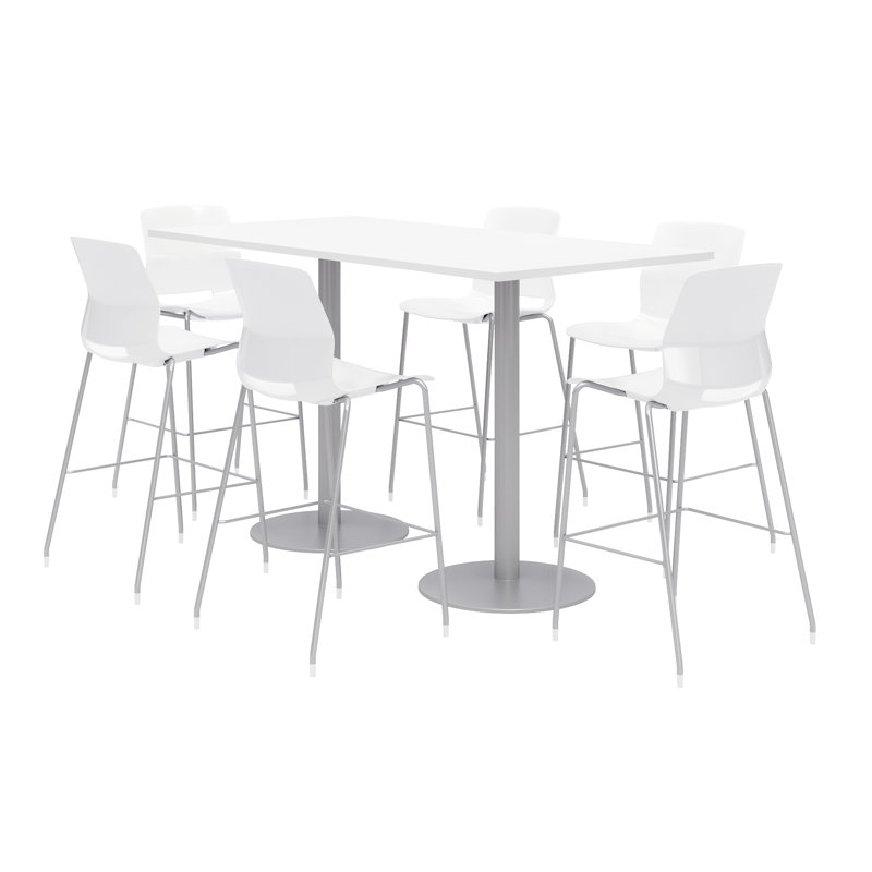 Ensemble de table de salle à manger rectangulaire 72 "et chaise, Blanc, Blanc de designer
