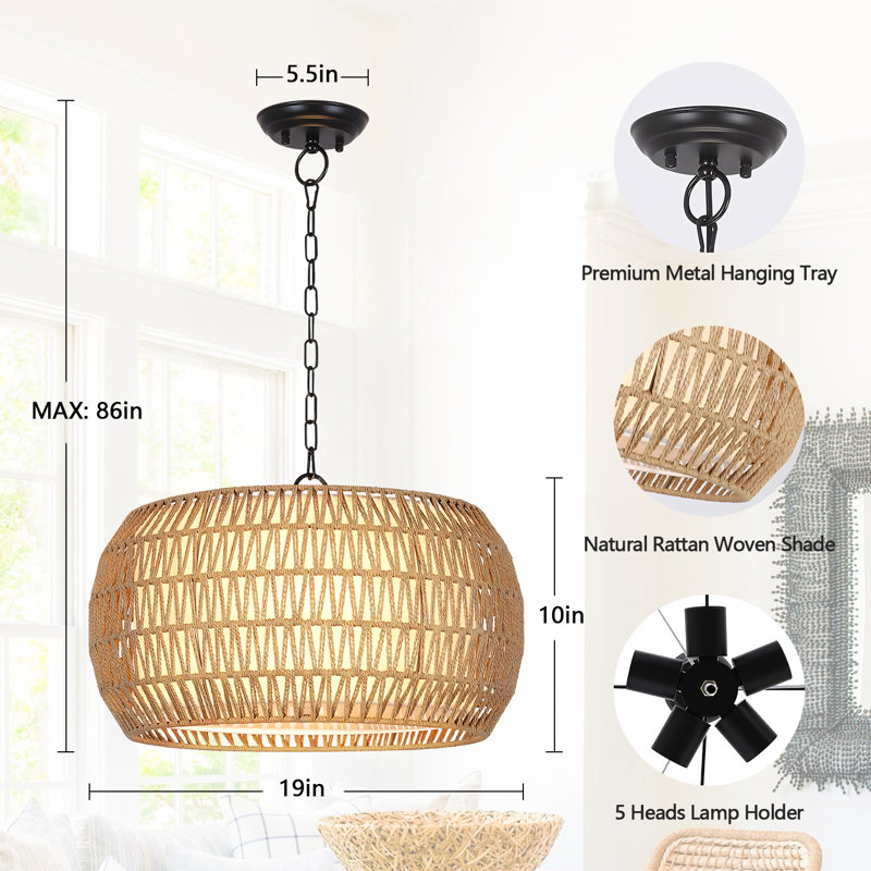 Rattan Pendant, Yellow